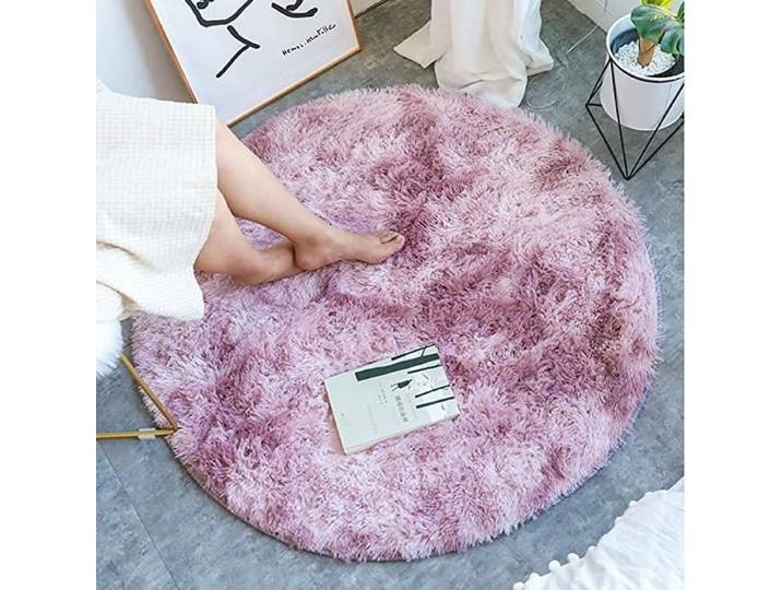 Tapis de Chambre Ronde Moelleux Salon Chevet Chambre Tapis de ménage Tapis en Peluche Modernes - 160cm - Rose