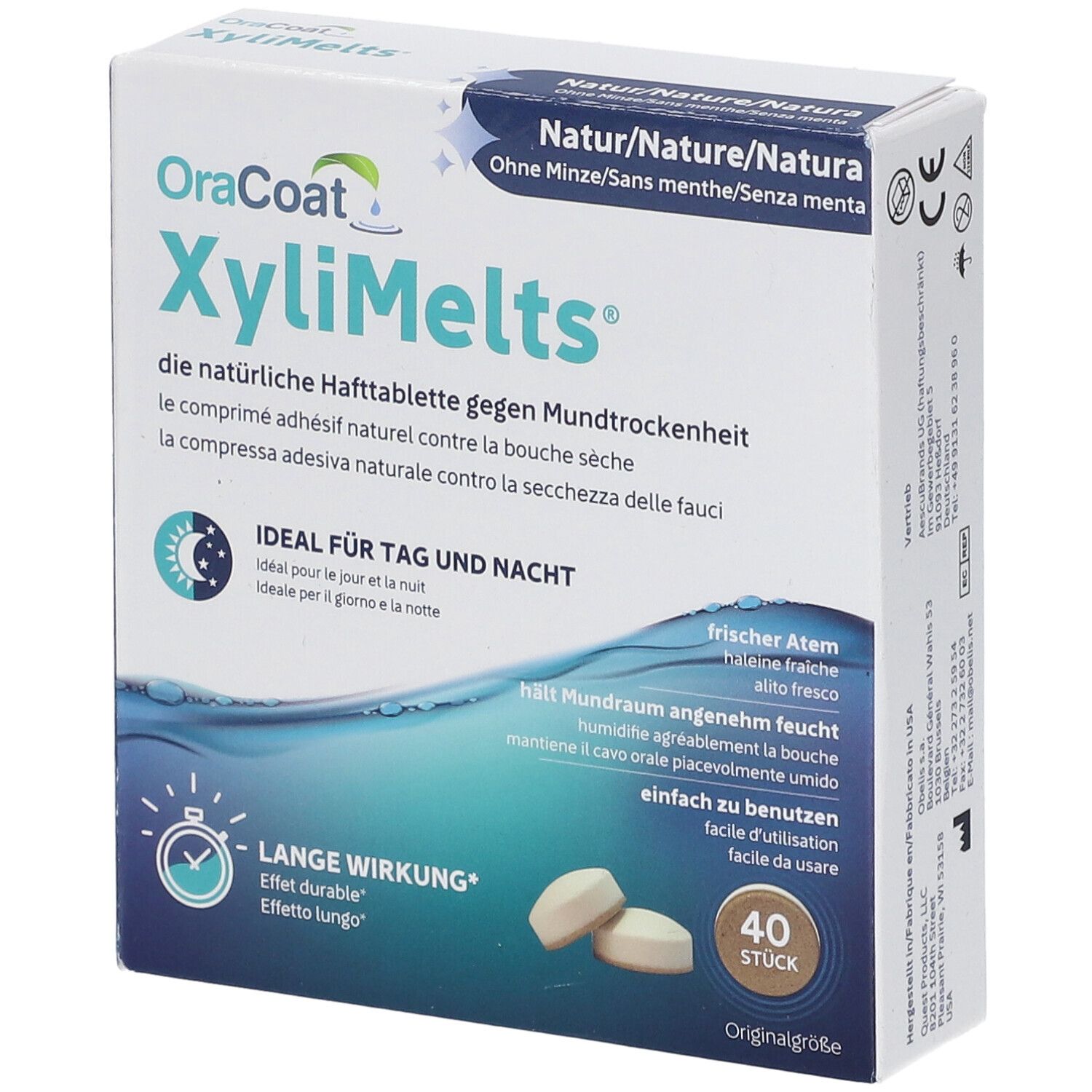Xylimelts Hafttabletten ohne Minze OraCoat 40 St Tabletten