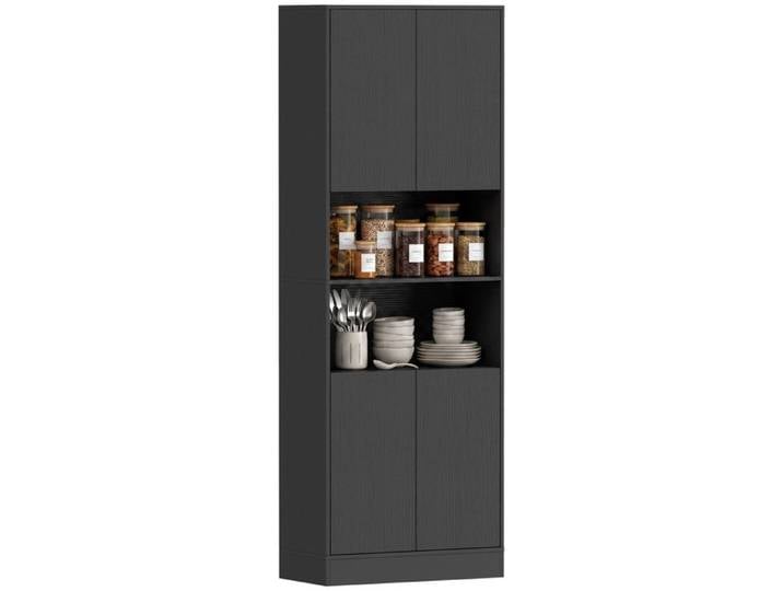 Buffet Haut Cuisine Armoire de Cuisine 4 Portes 60x30x170cm Noir