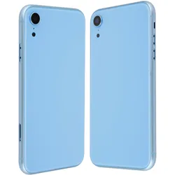 Blaues Cover (ohne Logo) für Rückseite, inkl. Tastenset und SIM-Halter, passend für iPhone XR