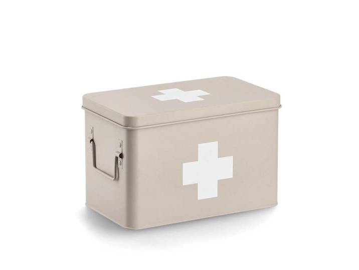 Zeller Present Medizinbox, Beige, Metall, 5 Fächer, 32x20x21 cm, Tragegriff, Deckel abnehmbar, Freizeit & Co, Wellness & Gesundheit, Gesundheit