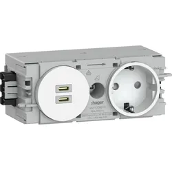 Hager GS17009016 Steckdose 1-fach mit USB-Charger C + C PD 20W Winsta C-Profil verkehrsweiß