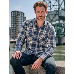 engbers Herren Langarm-Hemd kariert Braun regular Kent-Kragen - XL