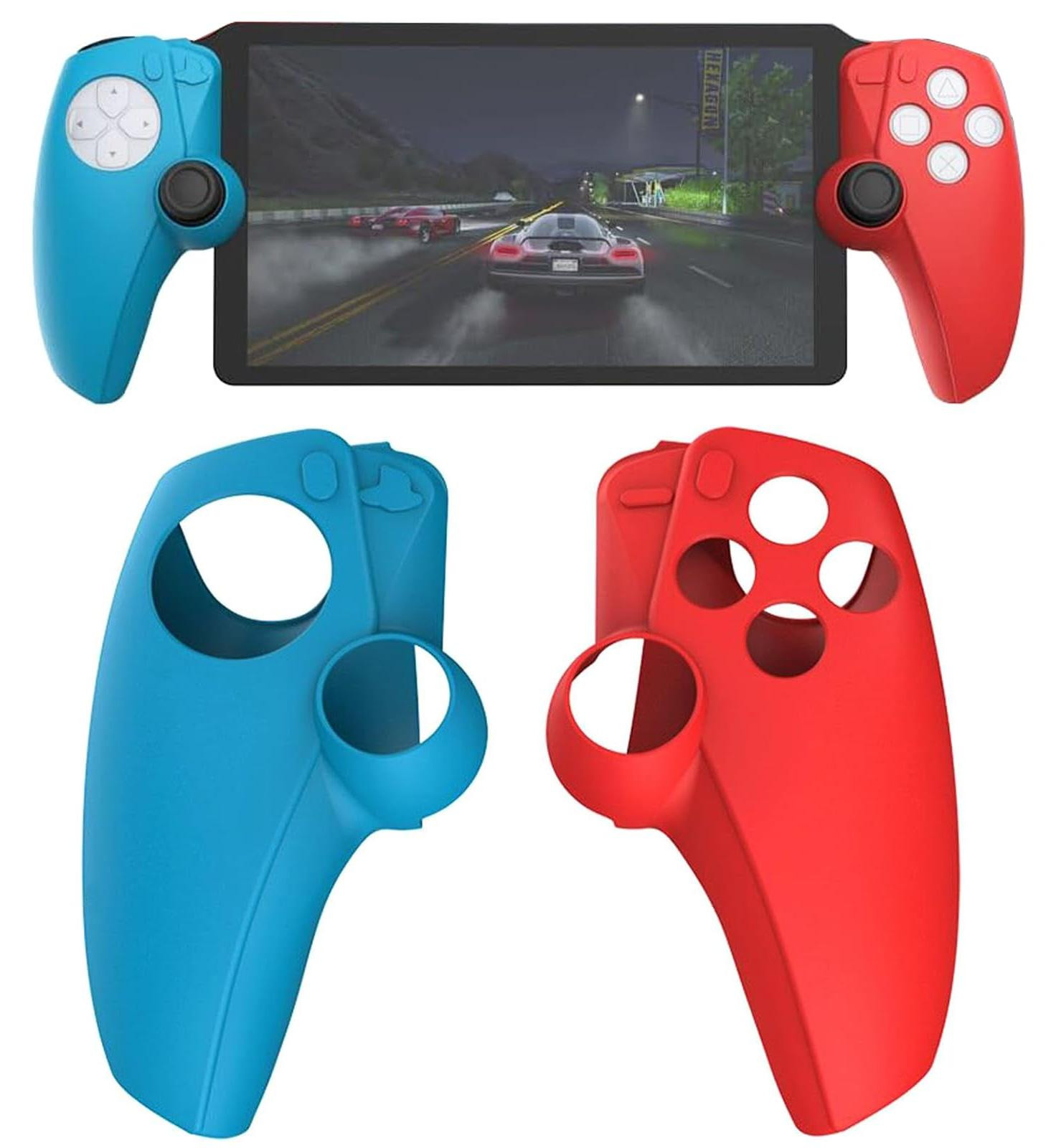 Selius Siliconen Controller Cover Split Beschermende Hoes voor Handheld Game Console Rood+Blauw