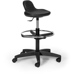 Topsit Arbeitsstuhl IND000004, schwarz, mit Rollen und Fußring, PU-Schaum, bis 120 kg
