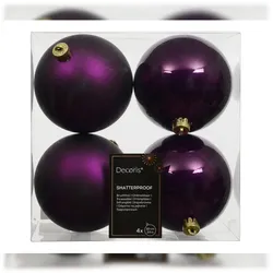 Christmas Decorations 4 Weihnachtskugeln 10cm Kunststoff klassisch & bruchsicher Christbaumkugeln Weihnachtsbaumkugeln Christbaumschmuck Weihnachtsbaumschmuck Feige
