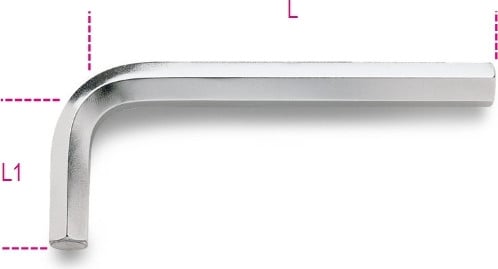 Beta gebogen zeskantige sleutel verchroomd model 96/10