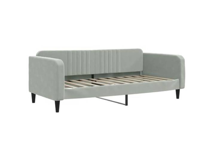 PUGYNBK Schlafsofa ohne Matratze, Samt, Hellgrau, 90 x 190 cm 2-in-1, Gestell aus Metall und Holz, Holzlatten, minimalistisches Design für Wohnzimmer oder Schlafzimmer