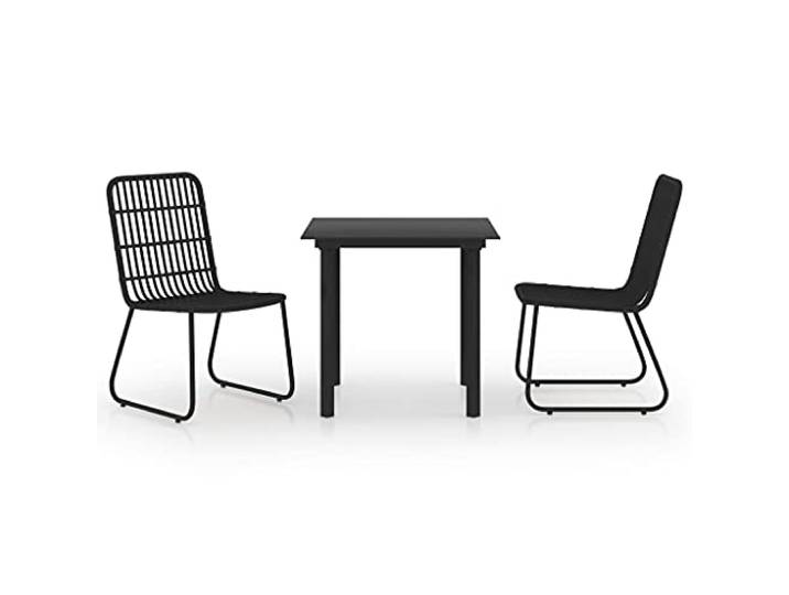 PUGYNBK Garten-Esszimmer-Set, 3-teilig, Kunstrattan, Glas Robuste Stahlkonstruktion, leicht, leicht zu reinigen, max. 110 kg pro Sitz