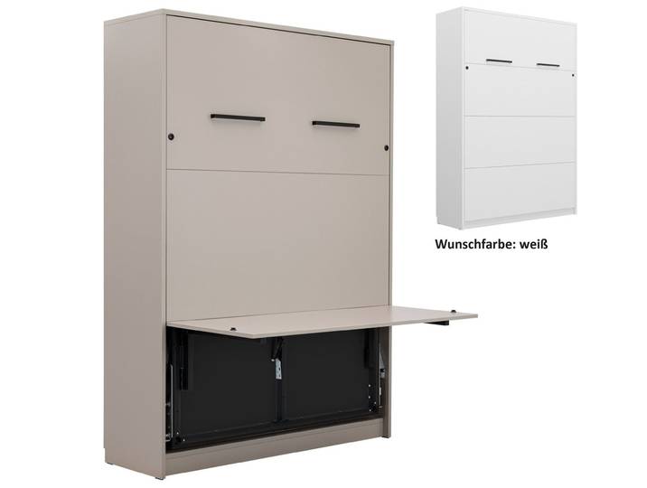 QMM TraumMöbel Schrankbett GN 120x200 mit LED und optionaler Schreibtisch-Funktion (Möbelstück, 1-St., Schrankbett vertikal 120x200 mit LED & mit/ohne Schreibtisch-Funktion) mit LED-Beleuchtung, mit Schreibtisch-Funktion optional erhältlich