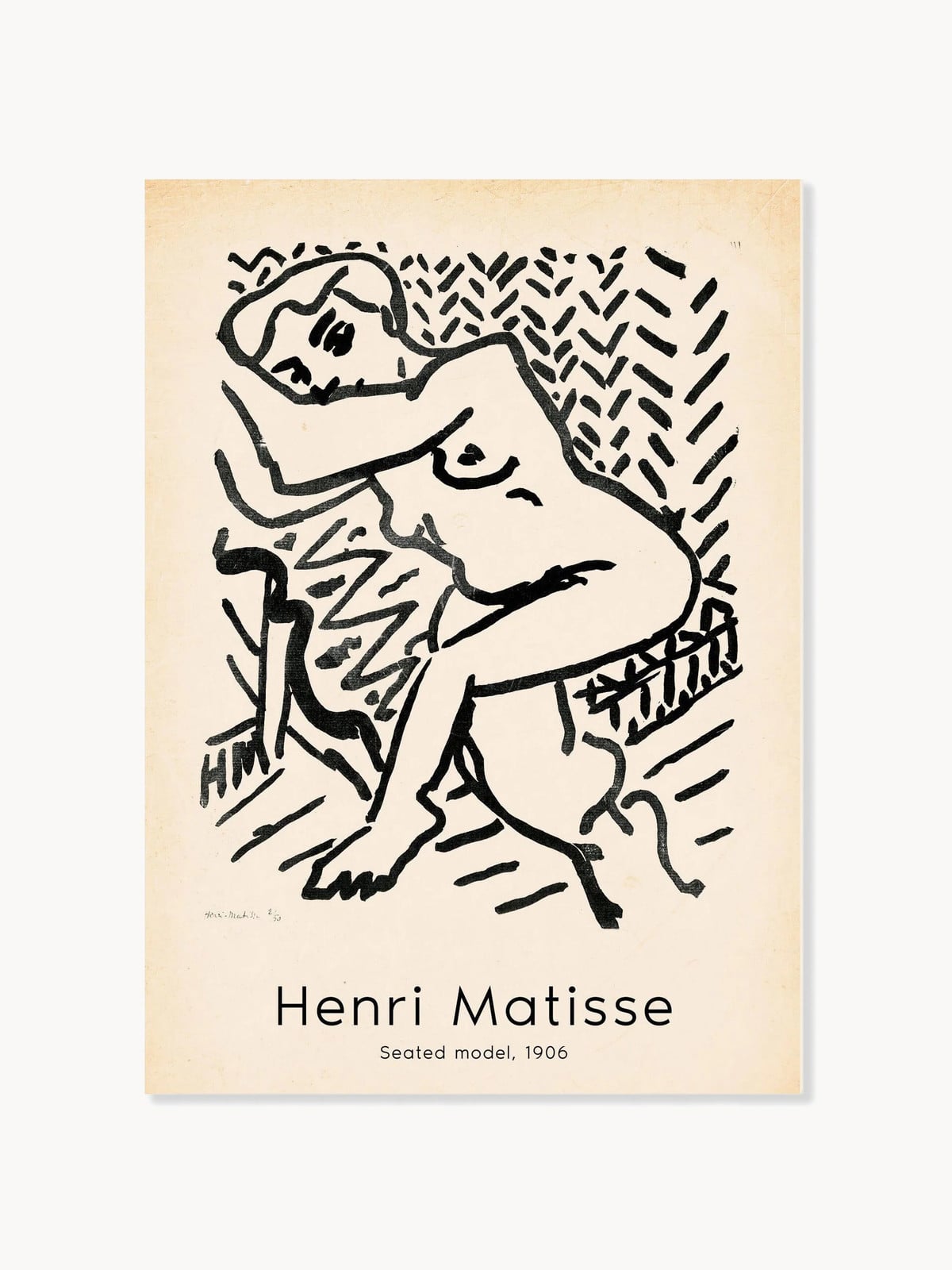 Poster Henri Matisse - Seated Model met lijst