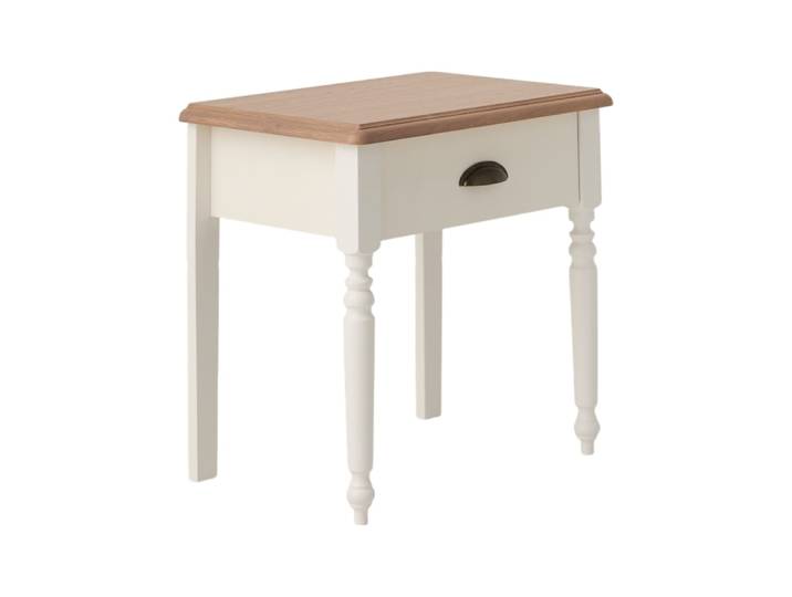 Table de chevet effet bois clair et blanc