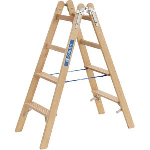 Zarges Stehleiter Cresta B, 40025, beidseitig begehbar, aus Holz, bis 150kg, mit 2 x 4 Stufen