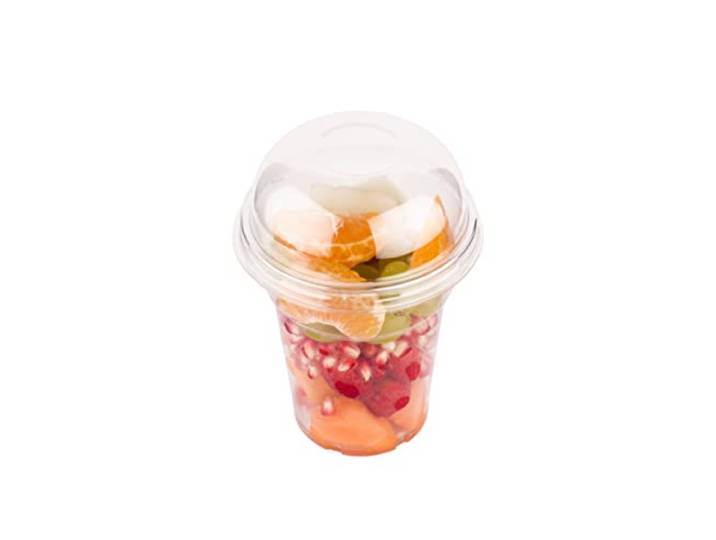 Pro DP 1000 Klarsicht Obstbecher Softeisbecher Müslibecher Salat Shaker Ø92mm 12oz 350ml inkl. Domdeckel geschlossen Premium glasklar PET recycelbar