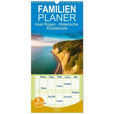 Familienplaner 2027 - Insel Rügen - Malerische Kreideküste mit 5 Spalten (Wandkalender, 21 x 45 cm) CALVENDO