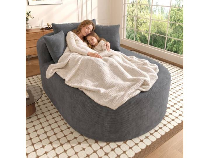 Fauteuil relax format compact montage sans outils pour salon bonne suspension arrière assise de 122 cm coloris gris
