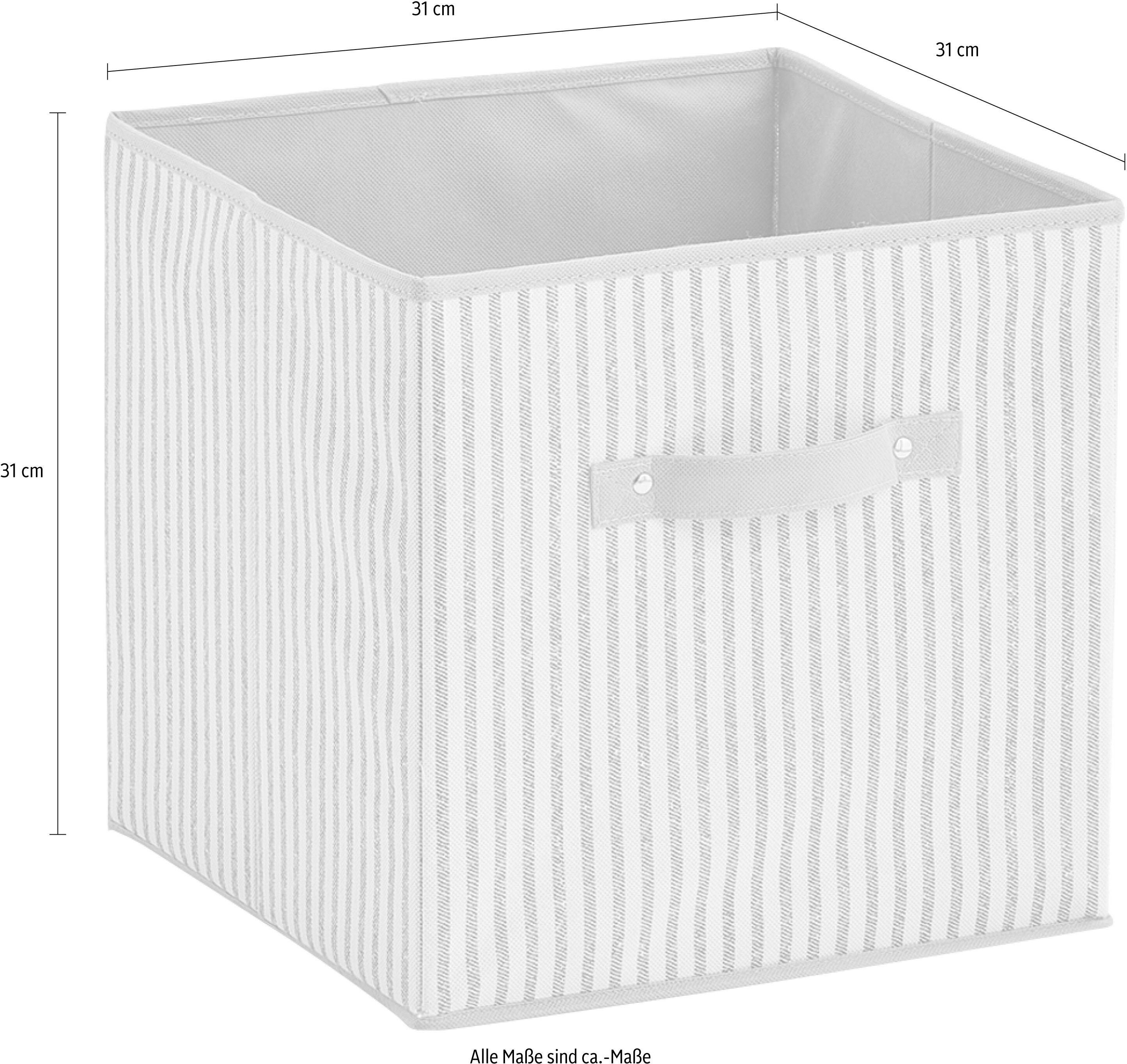 Aufbewahrungsbox ZELLER PRESENT "Stripes", beige (natur), 2 Stk., Masse(B/T/H):(31/31/31)(B/T/H):(31/31/31), Vlies, Aufbewahrungsboxen, Aufbewahrungsbox, faltbar, Vlies, beige natur 2 Stk., Masse(B/T/H):(31/31/31)(B/T/H):(31/31/31)