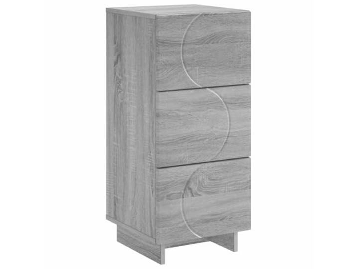 HKTMGDNG Sideboard Sonoma-Grau 33,5x34,5x75 cm Holzwerkstoff Schmaler Aufbewahrungsschrank mit 3 flexiblen Schubladen für Wohnzimmer, Flur und Schlafzimmer.