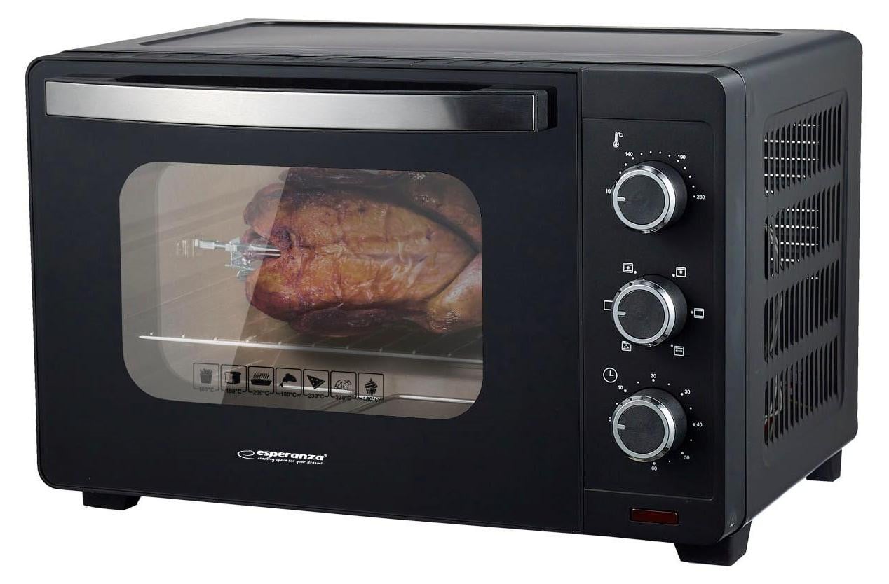 Esperanza EKO006N Mini-oven met convectie en spieß, 25 liter, 1600W, zwart