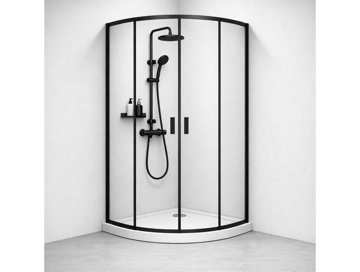 Runddusche WELLTIME Summer , schwarz, B:100cm H:190cm T:100cm, Duschkabinen, Runddusche, Hohe 190 cm, 6mm ESG, Easy Clean, verbessertes Rollensystem