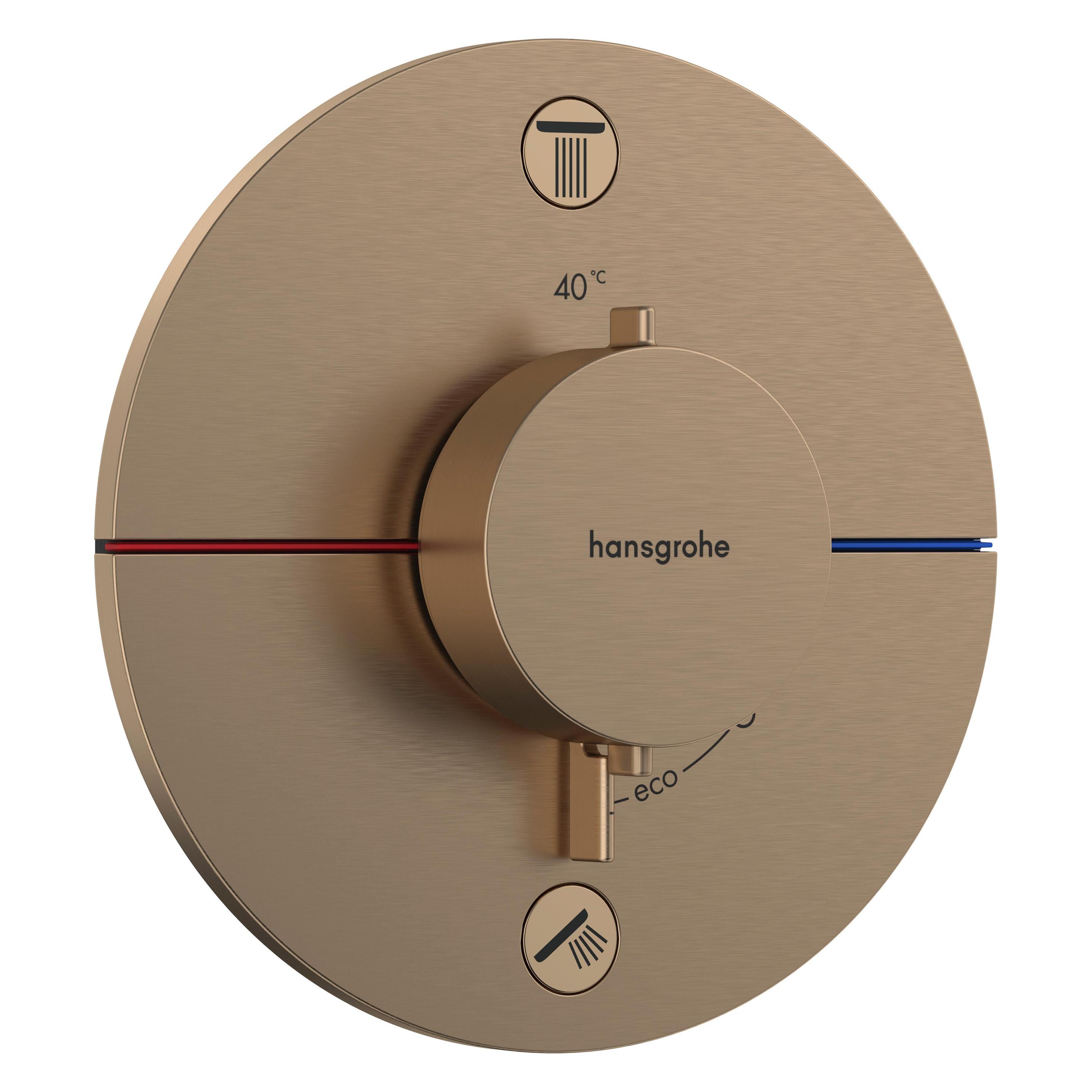 hansgrohe ShowerSelect Comfort S Thermostat, Unterputz, 2 Verbraucher, runde Rosette, mit Sicherungs (15556140)