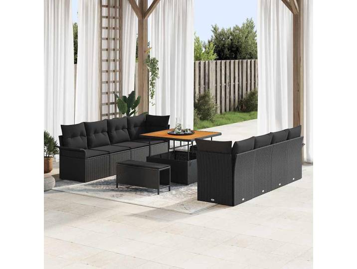 vidaXL Garten-Sofa-Set Schwarz