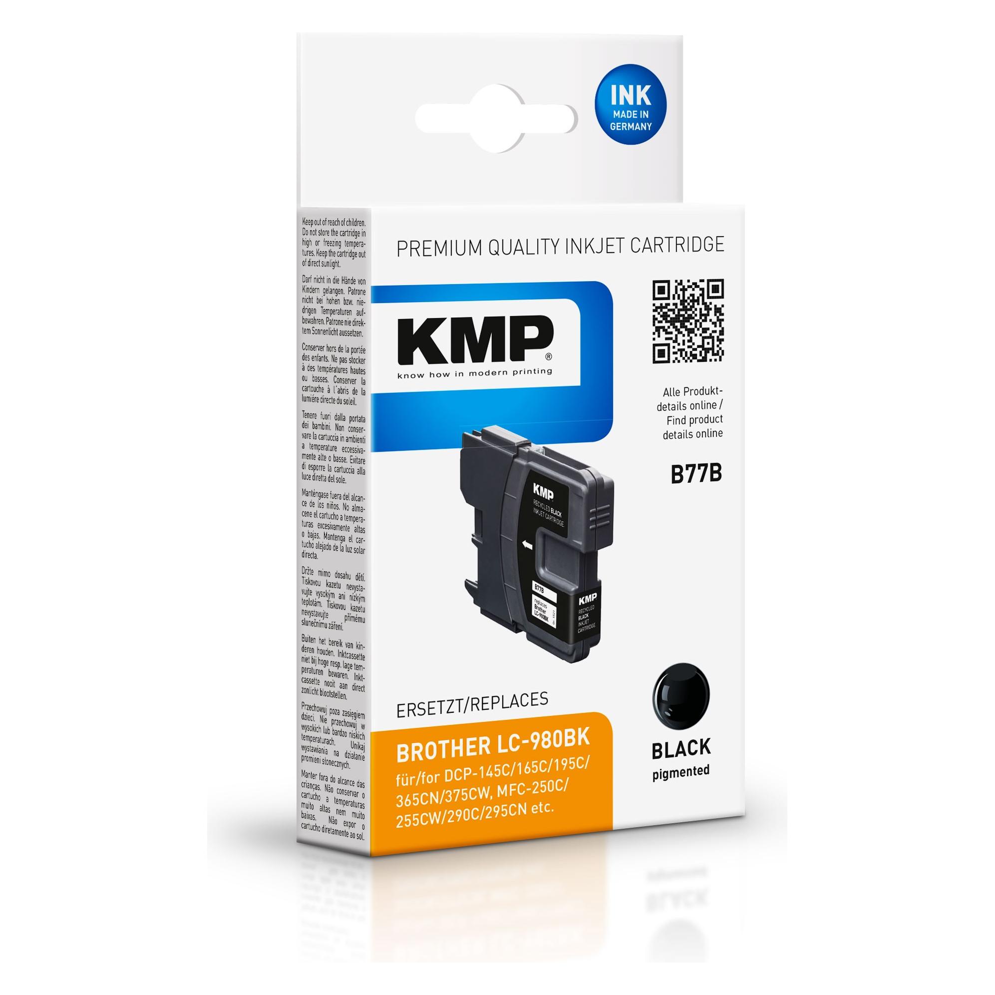 KMP B77B Tintenpatrone kompatibel mit Brother LC-980 BK (BK) (1521,4001)