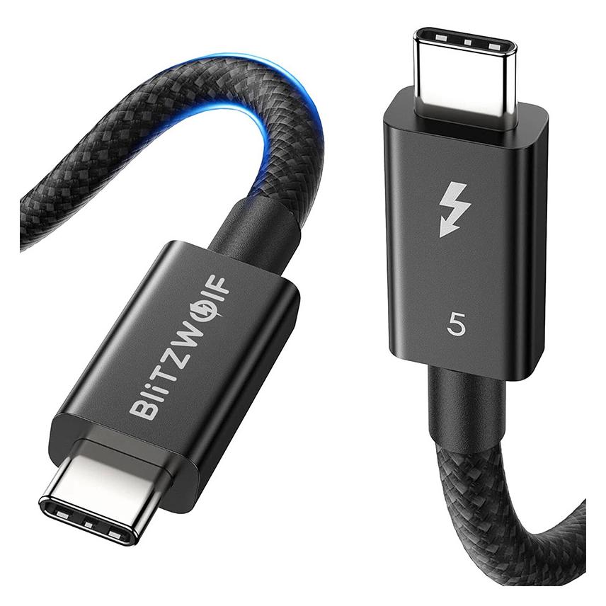 BlitzWolf BW-HDC8 240W USB-C to USB-C cable, 0,.5m (black) (0.50 m, Thunderbolt 4, USB 3.2 Gen 2x2, USB 4, 240 W) (BW-HDC8 0.5M)