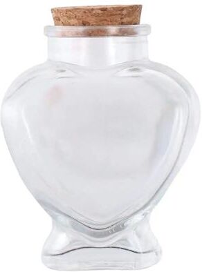Inspire Essentials Heart Shaped Glass Wishing Bottle With Cork Mini Glass Jar For Crafts And Gifts light Grey