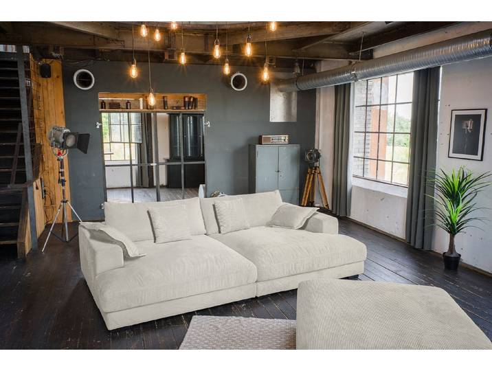 KAWOLA Big-Sofa MADELINE Großes Cordsofa - Entspannung pur - Wohnzimmer Couch, Inklusive Hocker, Zierkissen, legere Polsterung, zeitloses Design