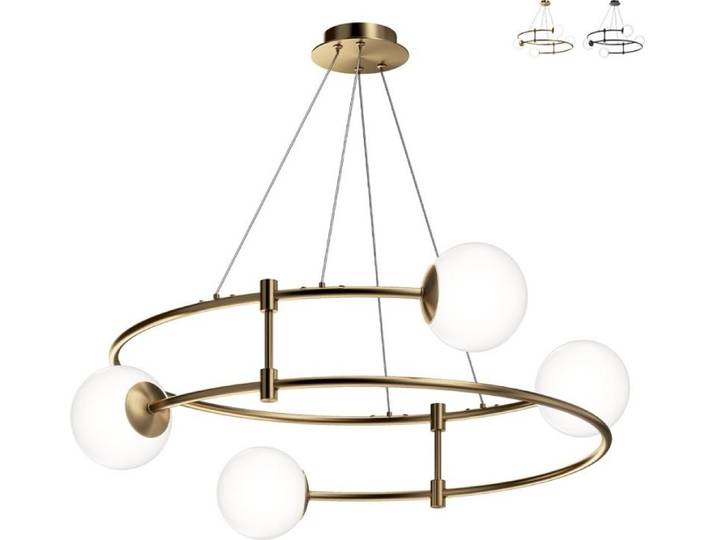 Suspension\, métal verre\, or\, 4 flammes\, D 61 cm