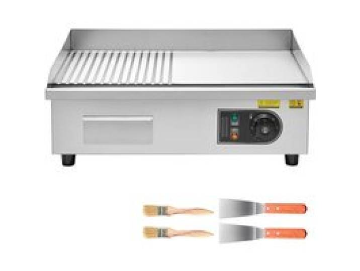 Plancha Électrique Commerciale 535x300 mm-Duoku-3200 W Gril de Table Température Réglable 50-300 °C en Acier Inoxydable