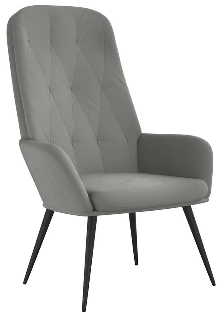 Moderne Relaxstoel Lichtgrijs Fluweel met Metalen Frame
