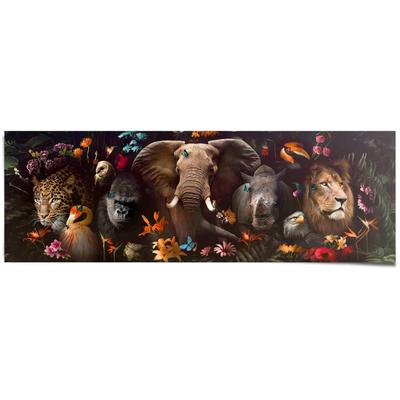 Poster REINDERS "Dschungel Fantasie", bunt (farbe bild(er): bunt), B:158cm H:53cm T:0,1cm, Papier, Bilder, Poster