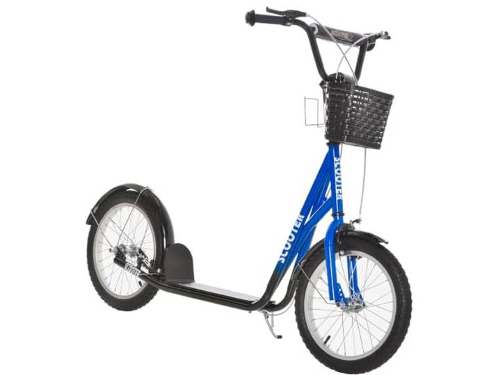 HOMCOM Kinderroller mit Luftreifen Höhenverstellbar Tretroller Blau
