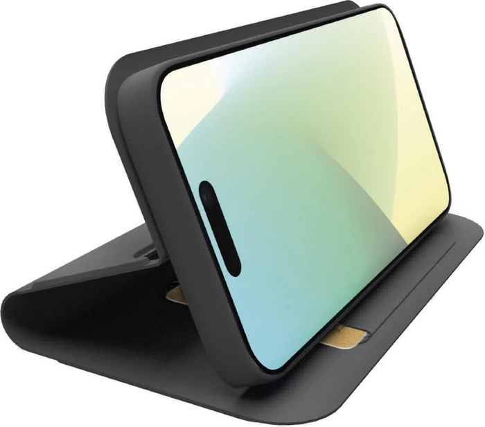 SBS Wallet Stand Case in PU for iPhone 16, black