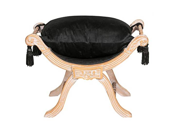 BISCOTTINI INTERNATIONAL ART TRADING Plätzchen Sitzhocker Fußhocker Sofa 76 x 48 x 56 cm Elegante Schlafzimmerbank aus Stoff im französischen Stil