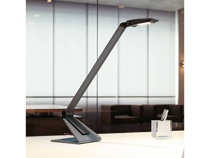 Maul LED Tischleuchtelampe MAULsolaris, schwarz, für Arbeitszimmer / Büro, Aluminium, Modern