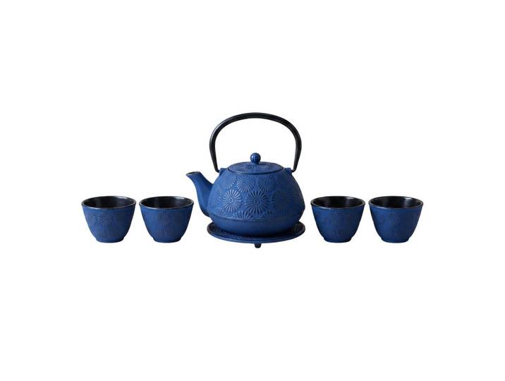 Aromelio Krug Gusseisen mit Schalen Koga Marineblau 1200 ml 18/16/18 cm, Dunkelblau, Metall, Rund, 16x18 cm, Geschirr, Kannen & Karaffen, Teekannen