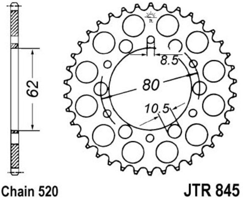 Hintere Zahnstange JT JTR845,40