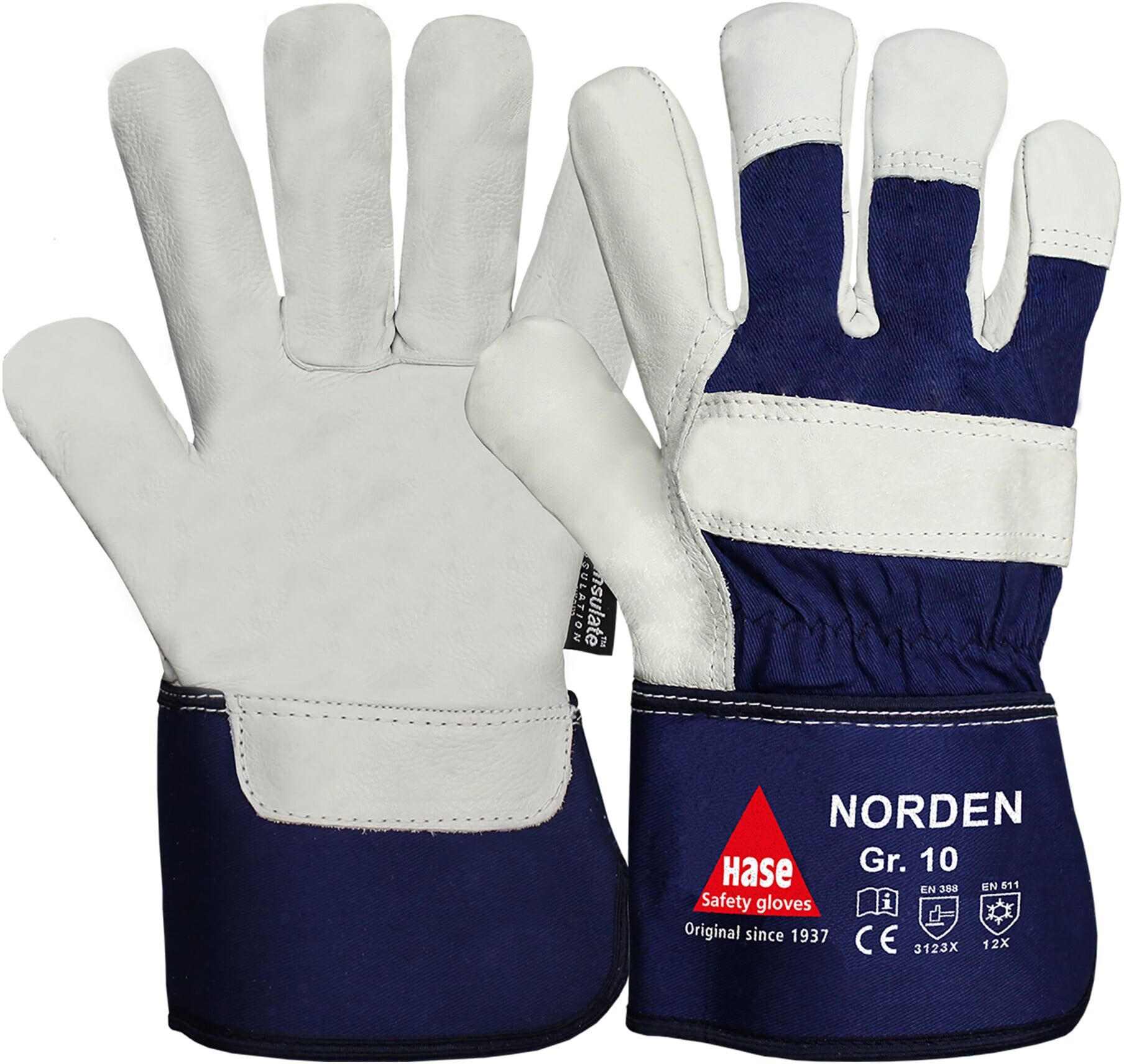 Hase Winterhandschuhe Norden Größe 12, Rindnarbenleder (205500-12)