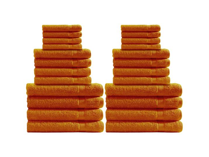 Handtuchset 24-teilig, je 8 Gäste-, Hand- und Duschtücher, 100% Baumwolle, terra
