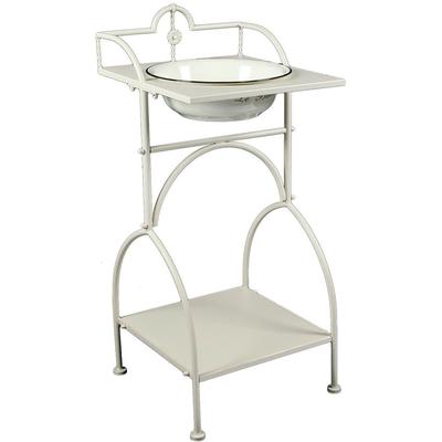 Badaccessoire-Set AMBIENTE HAUS "Waschschüssel mit Stand - eckig in Beige", beige, Metall, Badaccessoires-Sets