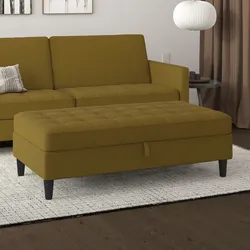 Stauraumhocker DOREL HOME "Presley", gelb (curry), B:130cm H:43cm T:69cm, Hocker, Polsterhocker mit Stauraum, frei im Raum stellbar, Sitzhöhe 43 cm