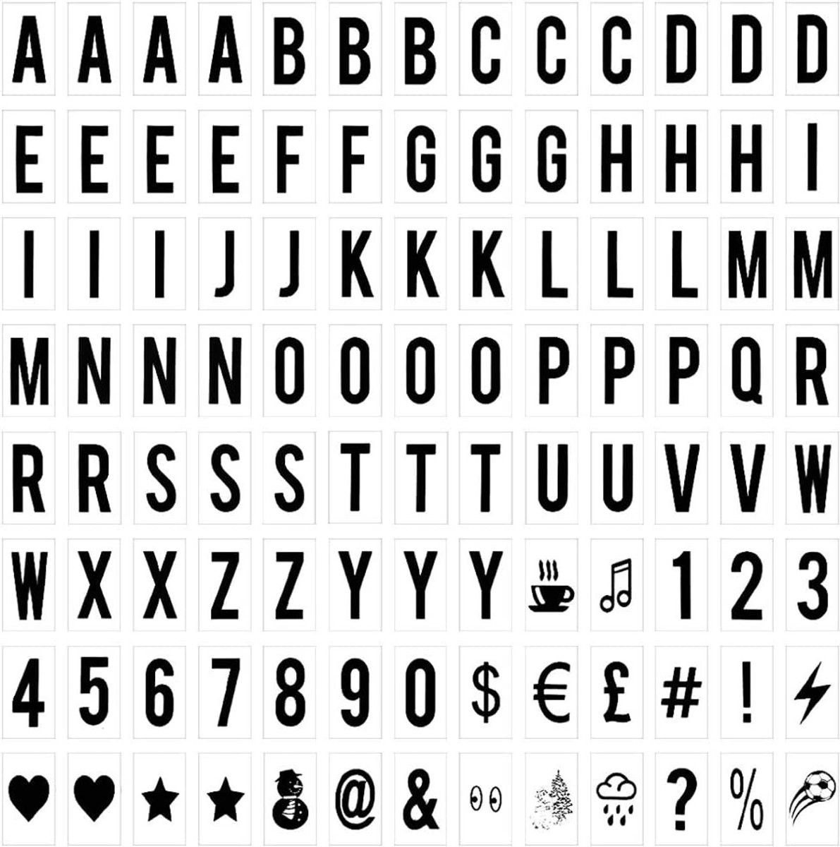 Letters, cijfers en symbolen voor cinema lichtboxen - Creatieve decoratie en personalisatie accessoires