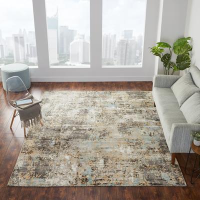 KALATY Gunmetal/Taupe/Spa Abstract Area Rug