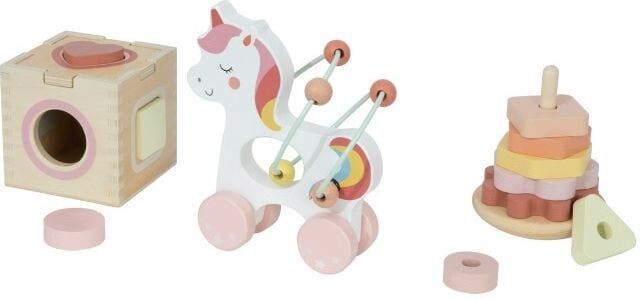 Tooky Toys Tooky Toy Wooden 3 in 1 Box Unicorn for Kids - Shape-Sorting, Stacking, and Pull-Along Activities - Ages 3 and Up