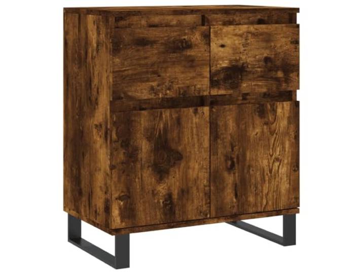 GHVBNMF Sideboard Räuchereiche 60x35x70 cm Kommode Holzwerkstoff Kompaktes Flurschrank Design in Räuchereiche-Optik mit stabilen Eisenfüßen für Wohnzimmer und Schlafzimmer.