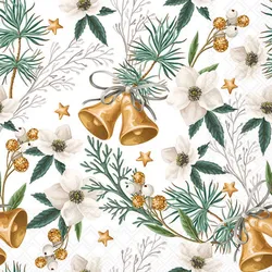 Ambiente 20 Servietten Papier 33x33cm 3-lagig - hochwertige Einweg Papierservietten mit Weihnachtsglocken Motiv Weihnachtsservietten festlich Tischdeko