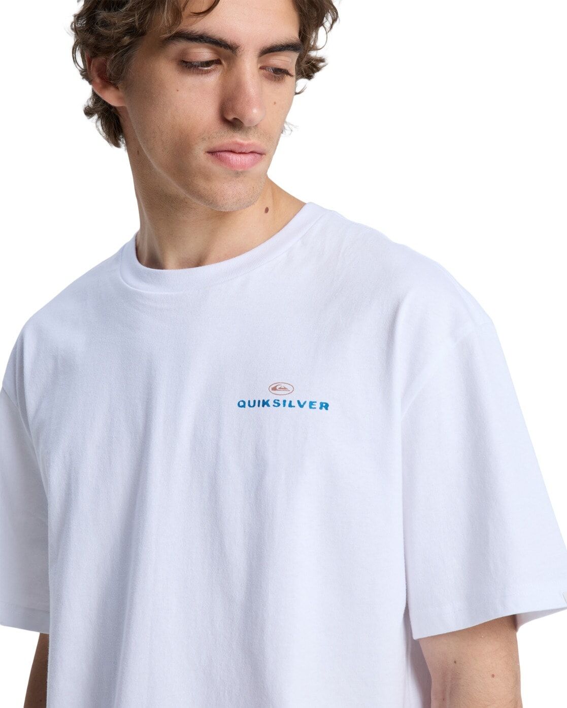 T-Shirt QUIKSILVER "Upside Down", Herren, Gr. M, weiss (weiß), Obermaterial: 100% Baumwolle., Shirts T-Shirt weiß M